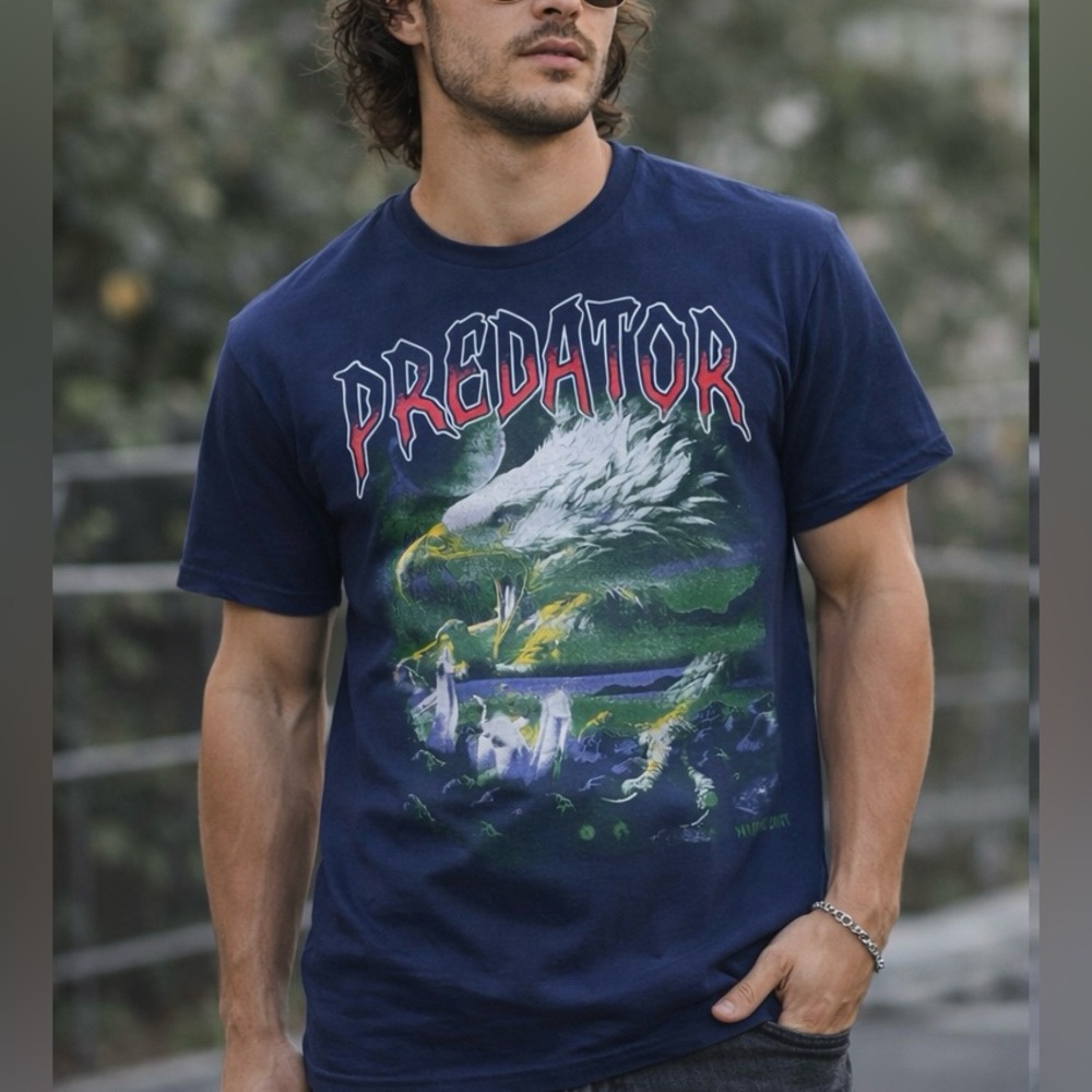 Paradise Lost Predatory Graphic T-Shirt Navy Appetite For Destruction mens Large